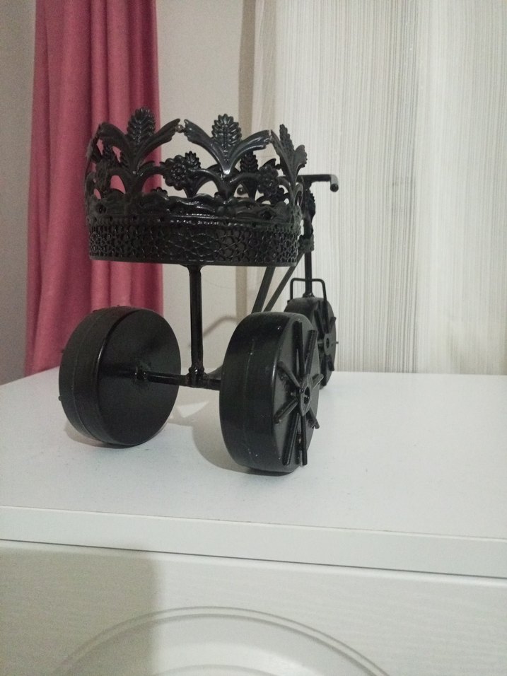 Siyah Metal Üç Tekerlekli Dekoratif Bisiklet - Görsel 2