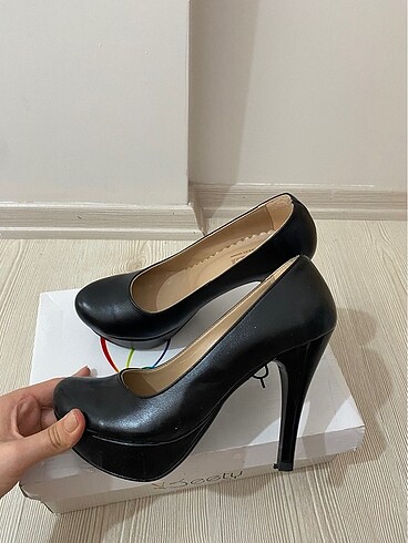 10 cm platform topuklu siyah ayakkabı