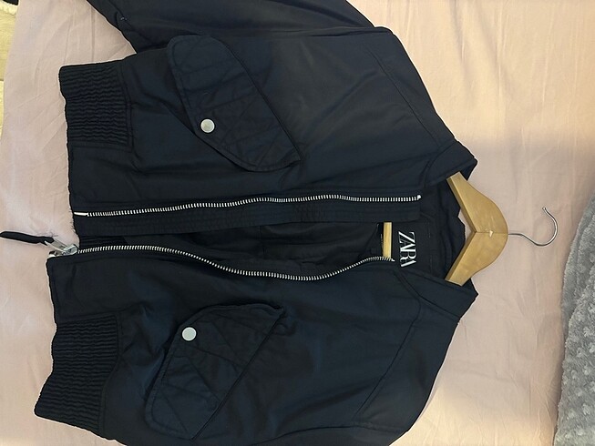 Zara Zara siyah crop bomber ceket