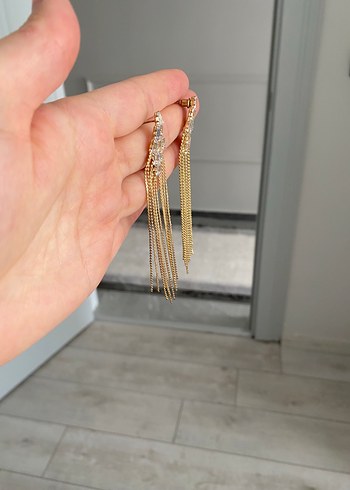Beden altın Renk Altın Renkli, Püsküllü Midi Küpeler