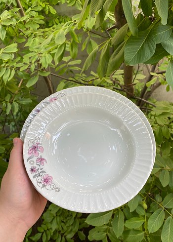 Beyaz ve Çiçek Desenli Yemek Tabağı Seti - Görsel 3