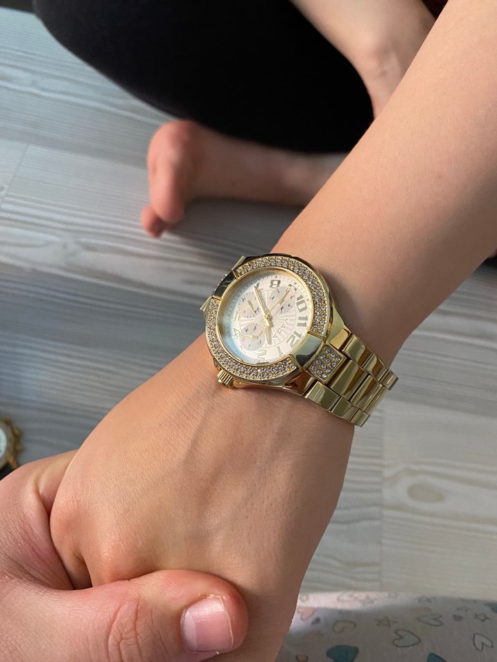 Altın Renkli Parlak Payetli Kadın Saati - Görsel 2