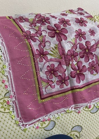 Dantel Detaylı Mor Bohem Kadın Fular - Görsel 3