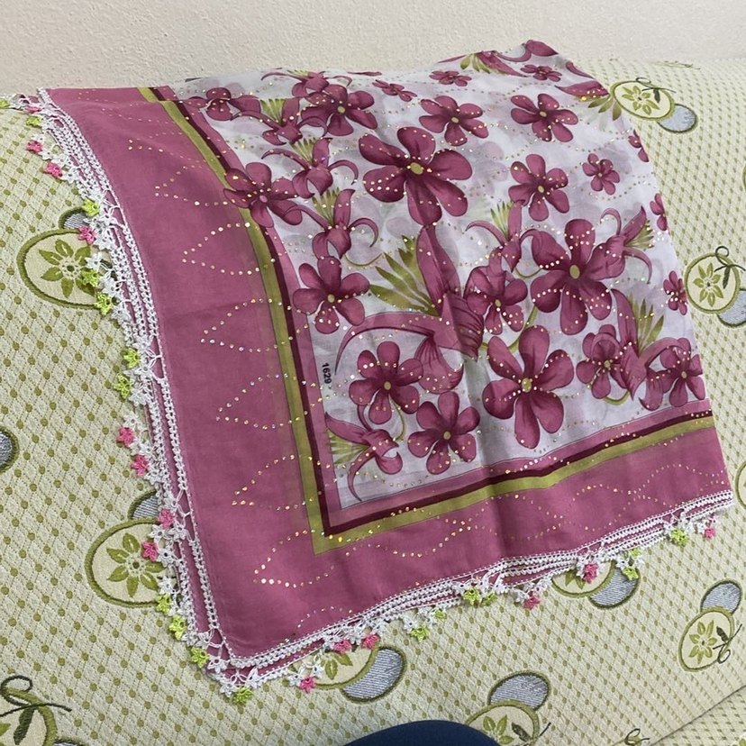 Dantel Detaylı Mor Bohem Kadın Fular - Görsel 3