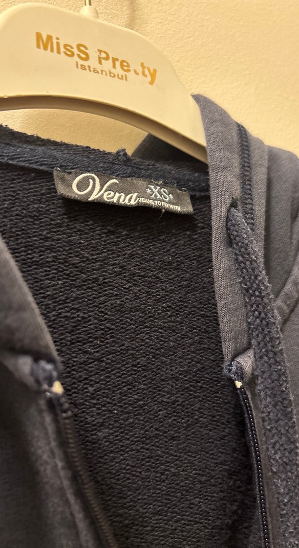 Lacivert Kapüşonlu Fermuarlı Kadın Ceket - Görsel 3