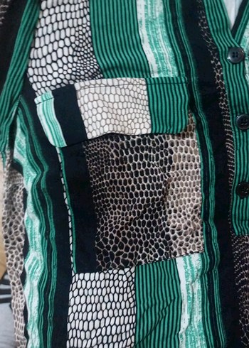 Bohem Yılan Desenli Uzun Kollu Kadın Gömlek - Görsel 2