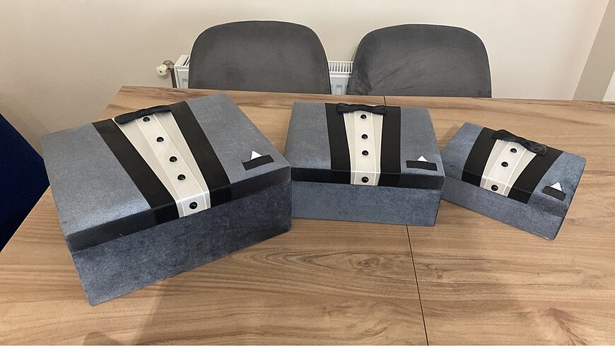 Damat kutusu ahşap 3 lü