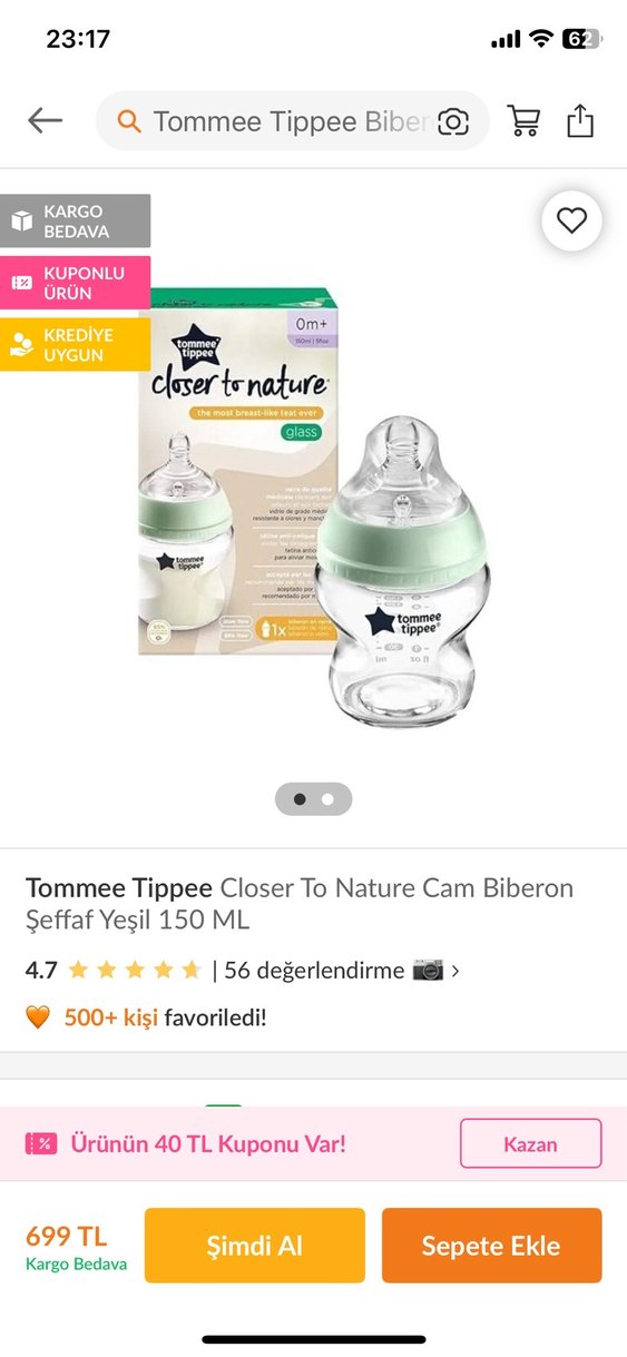 Tommee Tippee  cam Biberonu 150 ml - Görsel 5
