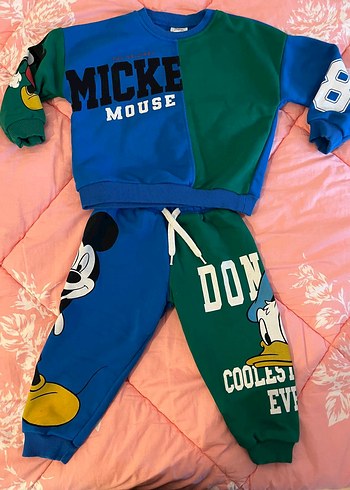 Çocuk Mickey Mouse Baskılı İki Parça Eşofman Takımı