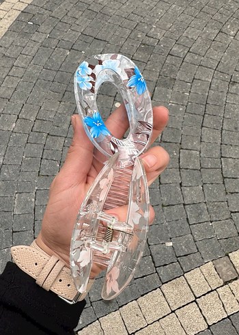 Şeffaf Çiçek Desenli Toka - Görsel 2