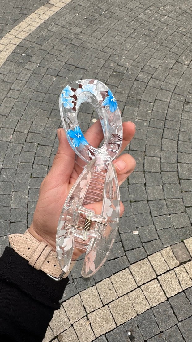 Şeffaf Çiçek Desenli Toka - Görsel 2