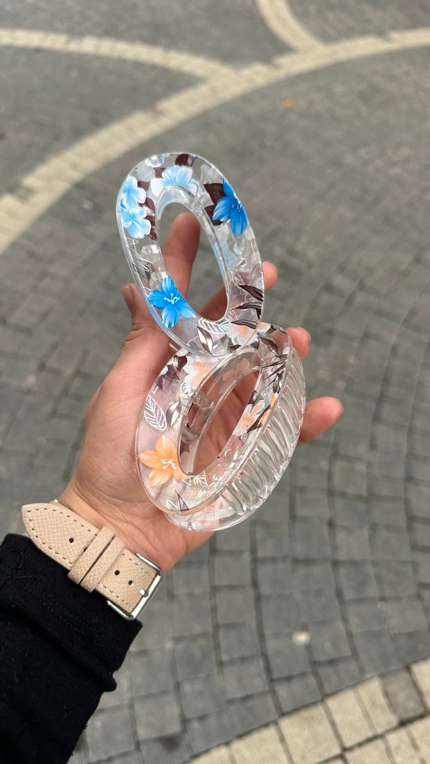 Şeffaf Çiçek Desenli Toka - Görsel 3