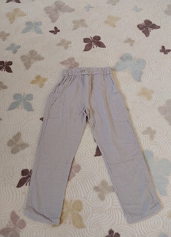 8 Yaş Beden gri Renk Panço çocuk ince keten pantalon