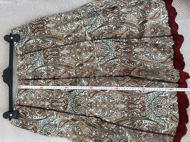 42 Beden kahverengi Renk Çiçek Desenli Kadın Etek