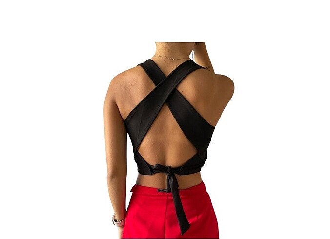s Beden siyah Renk Siyah Crop Top Bluz Büstiyer