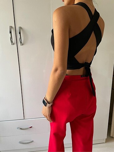 Siyah Crop Top Bluz Büstiyer