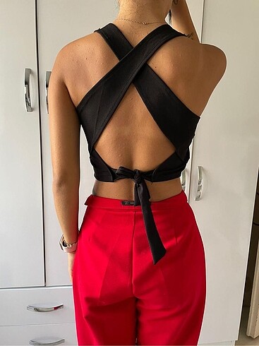 Diğer Siyah Crop Top Bluz Büstiyer