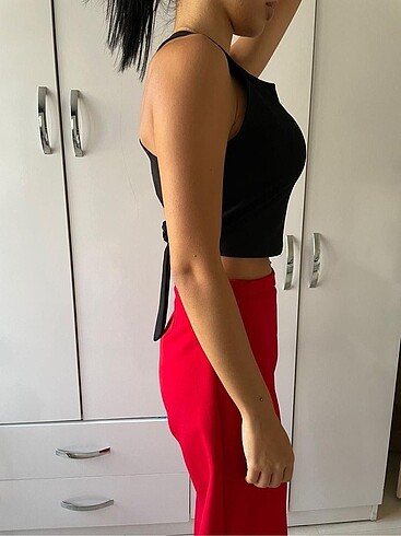 s Beden Siyah Crop Top Bluz Büstiyer