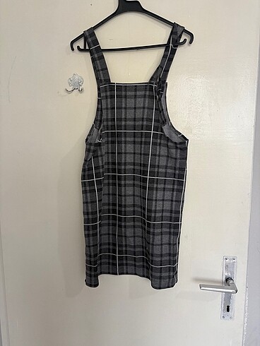 Gri çizgili kısa salopet - Görsel 3