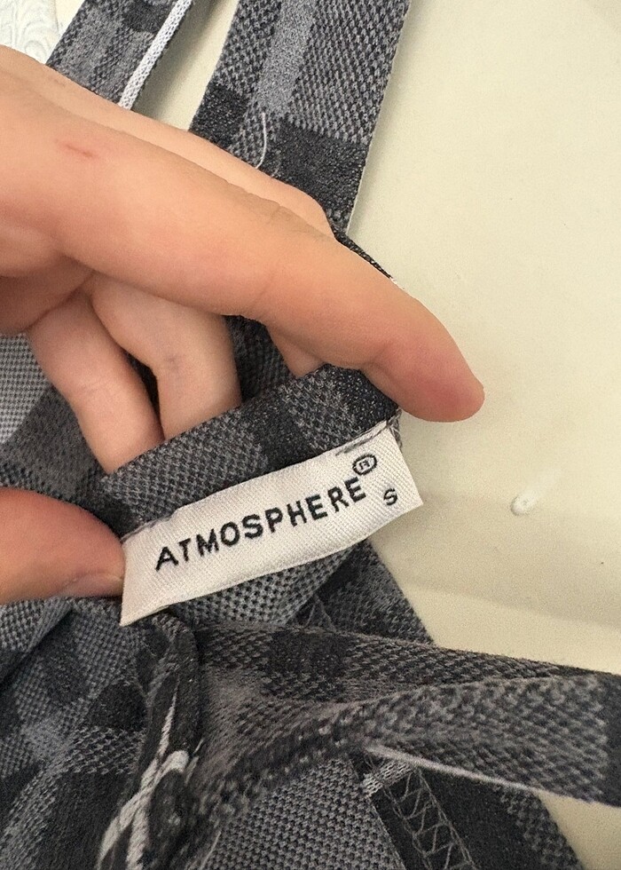 Gri çizgili kısa salopet - Görsel 5