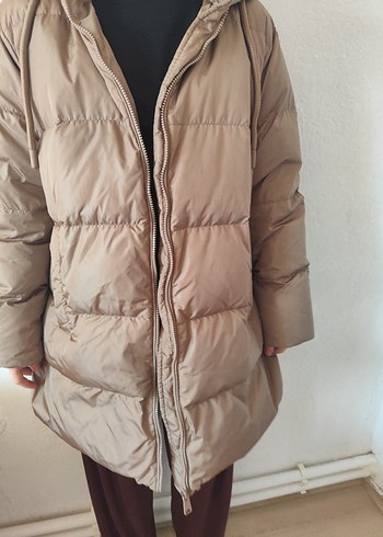 Bej Puff Mont Kadın Midi Boy - Görsel 5