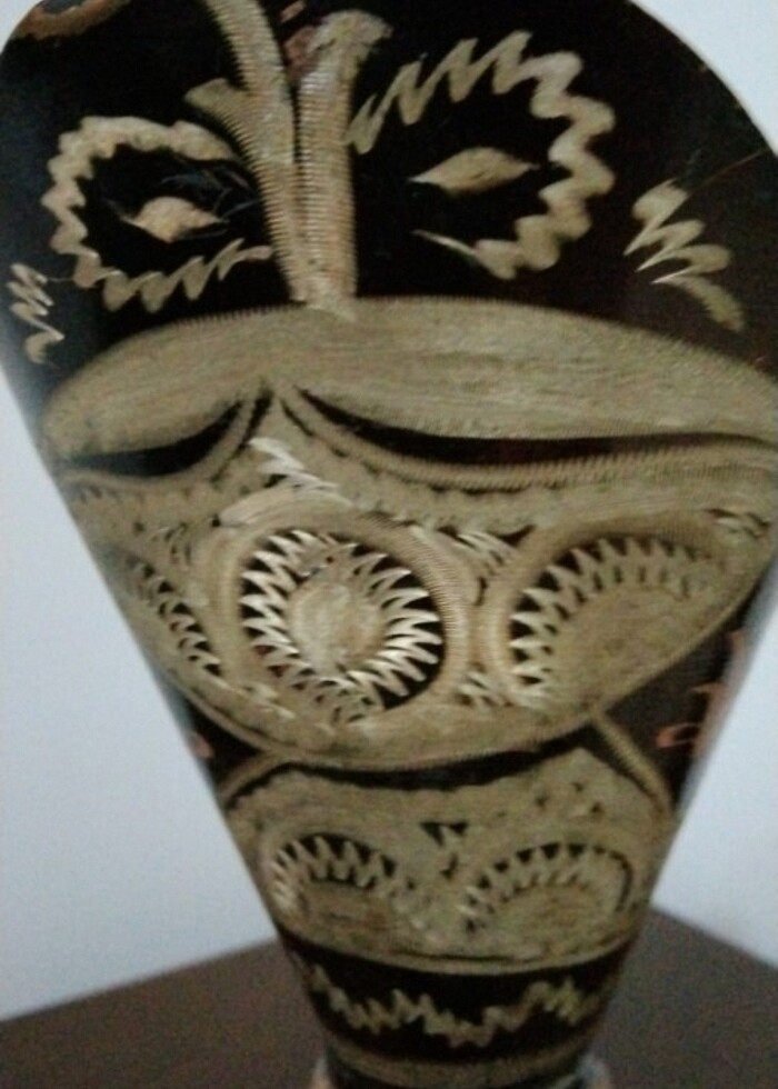 Meraklısına İşlemeli antika bakır vazo  - Görsel 2