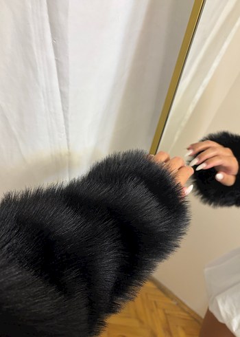 Diğer Siyah Suni Kürk Detaylı Uzun Kollu Ceket