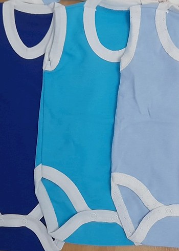 Uzun Kollu Bebek Body Seti - Mavi ve Desenli - Görsel 3