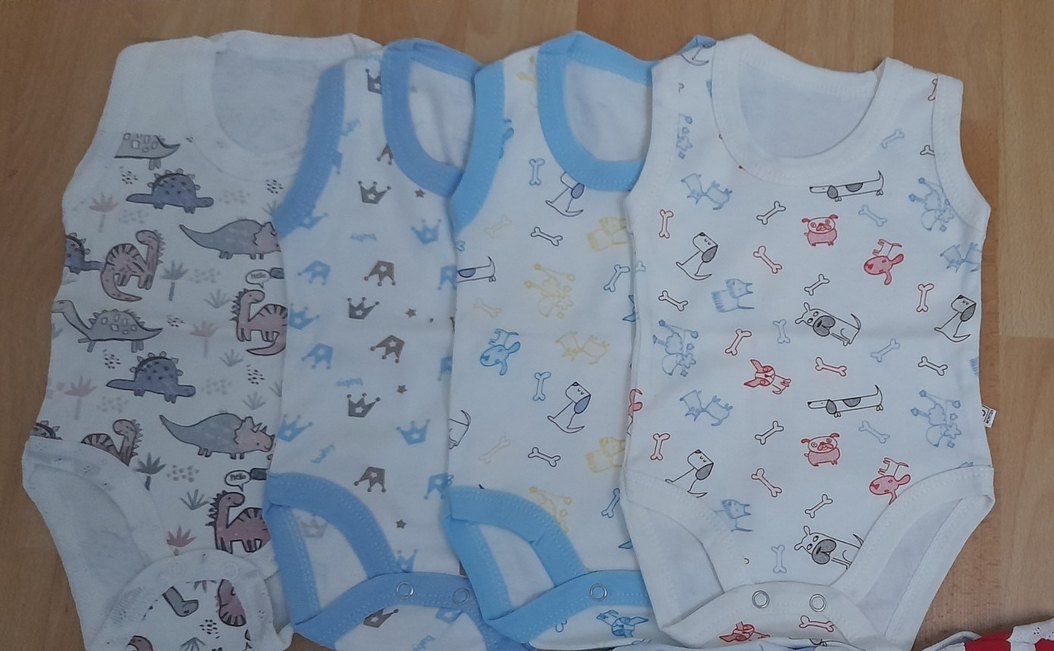 Uzun Kollu Bebek Body Seti - Mavi ve Desenli - Görsel 2