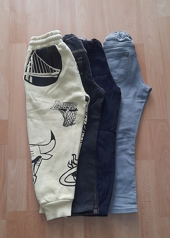 Erkek Çocuk Beyaz ve Gri Slim Fit Kot Pantolon