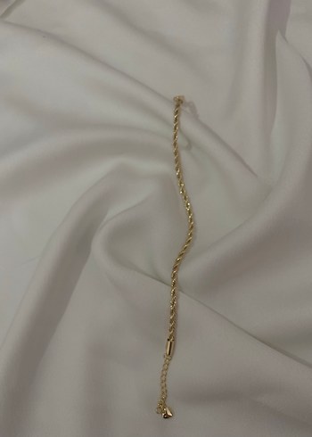 14K Altın Kaplama Zincir Detaylı Burgu Gold Minimalist Bileklik