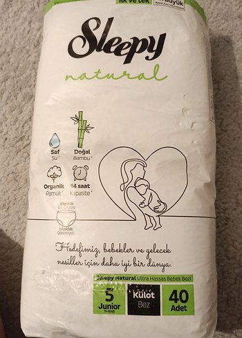5 Beden: 11-25 kg Beden Sleepy Natural 5 numara Junior Külot bez