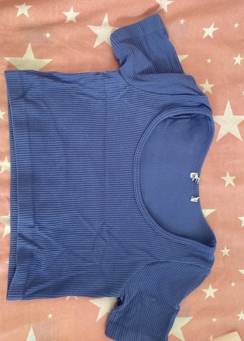 addax Kadın mavi Kısa Kollu Crop Top