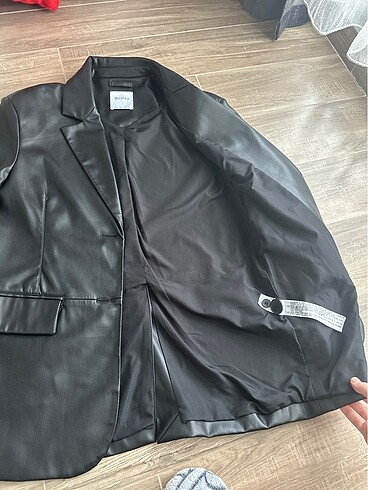 Bershka Bershka siyah deri blazer ceket