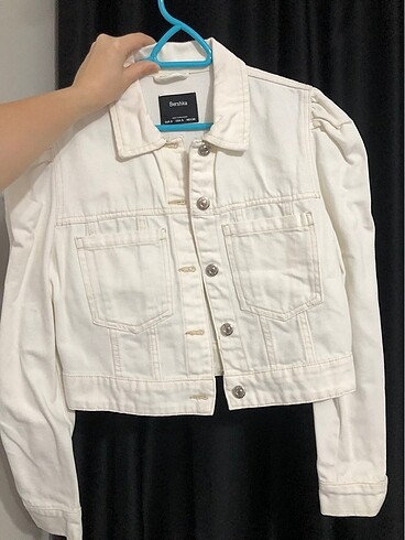 Bershka Ekru Crop Kot Ceket sıfır