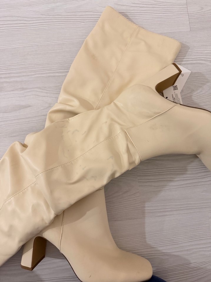 Bej Kadın Dizüstü İnce Topuklu Çizme - Görsel 5