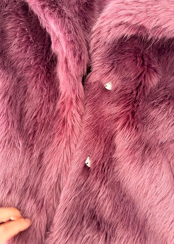 Bershka markaLila Kadın Suni Kürk Midi Kaban - Görsel 6