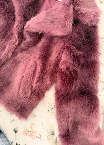 Bershka markaLila Kadın Suni Kürk Midi Kaban - Görsel 4