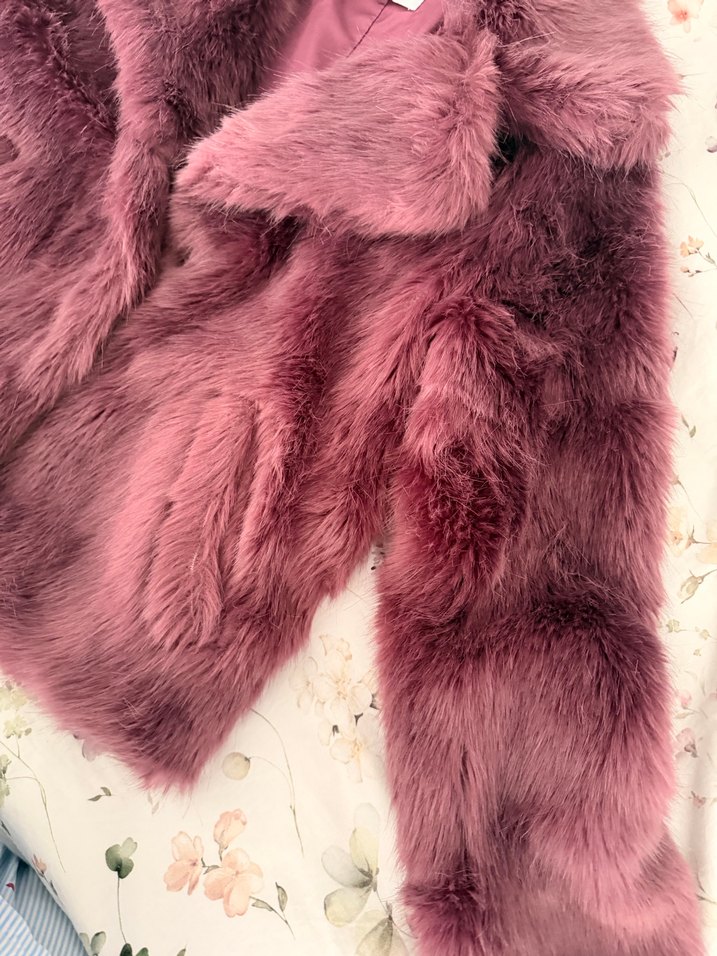 Bershka markaLila Kadın Suni Kürk Midi Kaban - Görsel 4