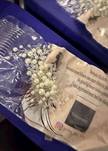 Beyaz Boncuklu Cam Saç tokası gelin taçı için - Görsel 4