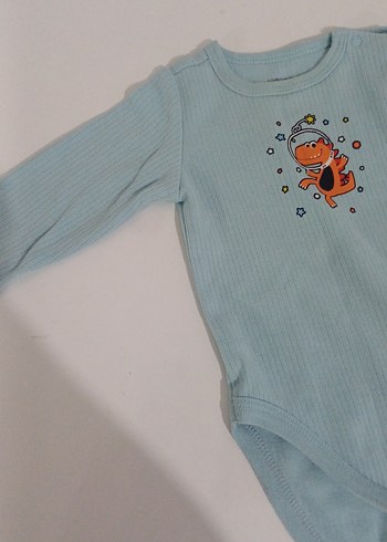 Düğmeli Mavi Bebek Body - Görsel 2