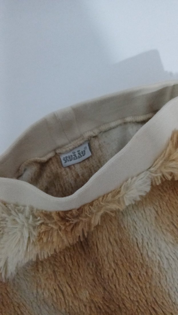 Kahverengi Nakışlı Peluş Bebek Taytı - Görsel 2