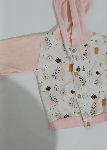 Kapüşonlu Düğmeli Kız Çocuk Ceket - Görsel 2