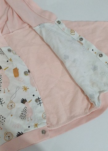 Kapüşonlu Düğmeli Kız Çocuk Ceket - Görsel 3