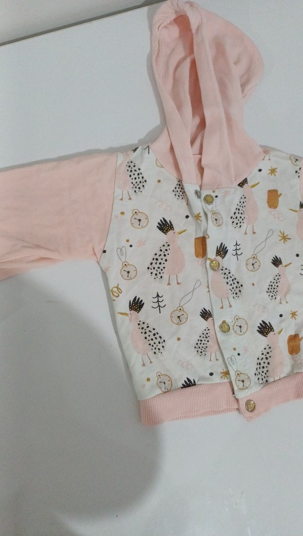 Kapüşonlu Düğmeli Kız Çocuk Ceket - Görsel 2