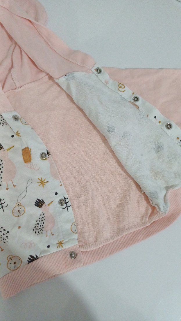 Kapüşonlu Düğmeli Kız Çocuk Ceket - Görsel 3