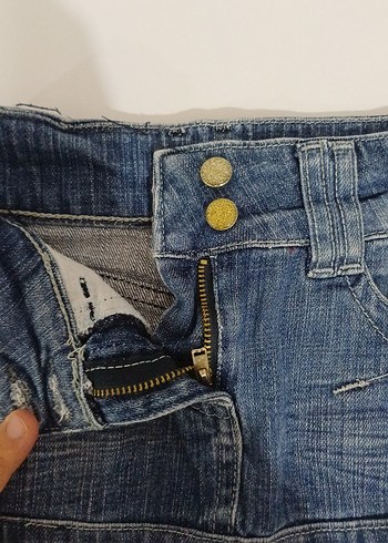 Kadın Mavi Kot Mini Etek Kemerli - Görsel 3