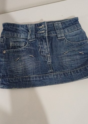 Kadın Mavi Kot Mini Etek Kemerli - Görsel 2