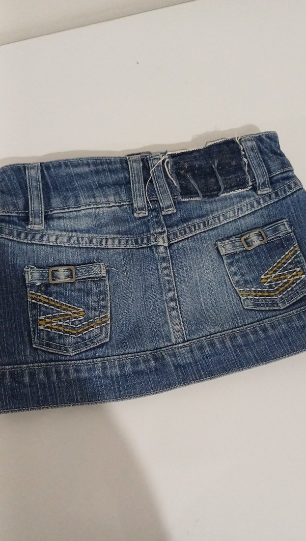 Kadın Mavi Kot Mini Etek Kemerli - Görsel 5