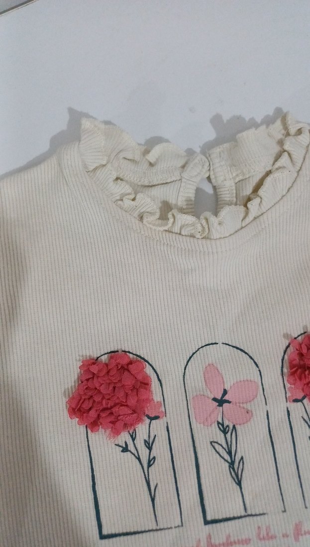 Fırfırlı Yaka Baskılı Kız Bluz - Görsel 3